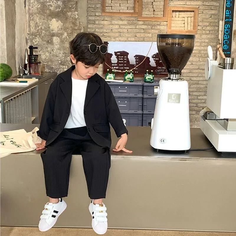 Boys Autumn Korean Style Blazer Suit Set 2 Piece Solid Black Toddler Formal Wear
Boys Autumn Korean Style Blazer Suit Set 2 Piece Solid Black Toddler Formal Wear
