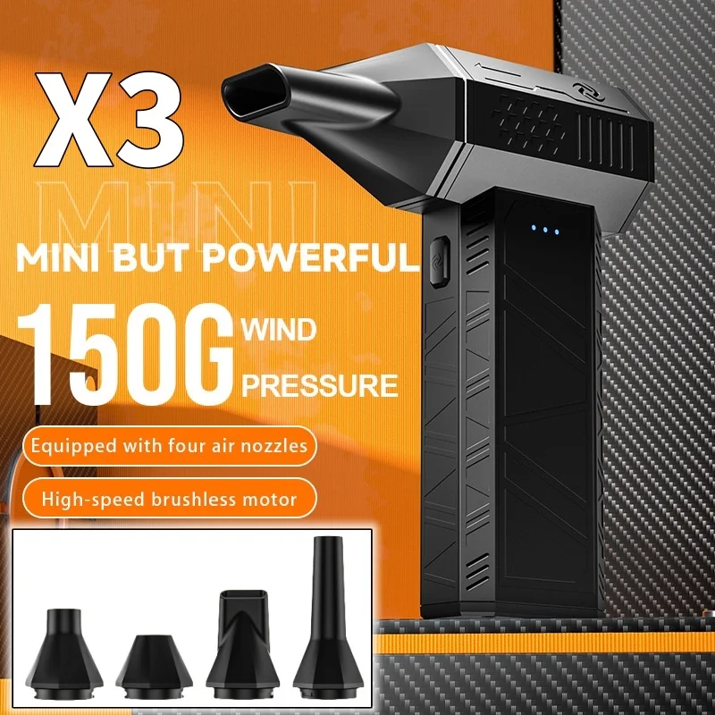 X3 Mini Violent Fan 110000RPM Powerful Air Blower Vacuum Cleaner Type-C Charging Strong Wind 45m/s Brushless Turbo Jet Blower
X3 Mini Violent Fan 110000RPM Powerful Air Blower Vacuum Cleaner Type-C Charging Strong Wind 45m/s Brushless Turbo Jet Blower