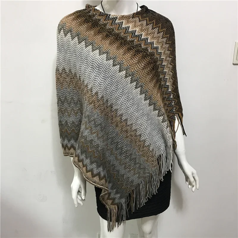2024 Street Spring Autumn New Style Women Cloak Lady Knitting Poncho Cape Tassel Color Matching Striped Pullover Shawl Khaki
2024 Street Spring Autumn New Style Women Cloak Lady Knitting Poncho Cape Tassel Color Matching Striped Pullover Shawl Khaki