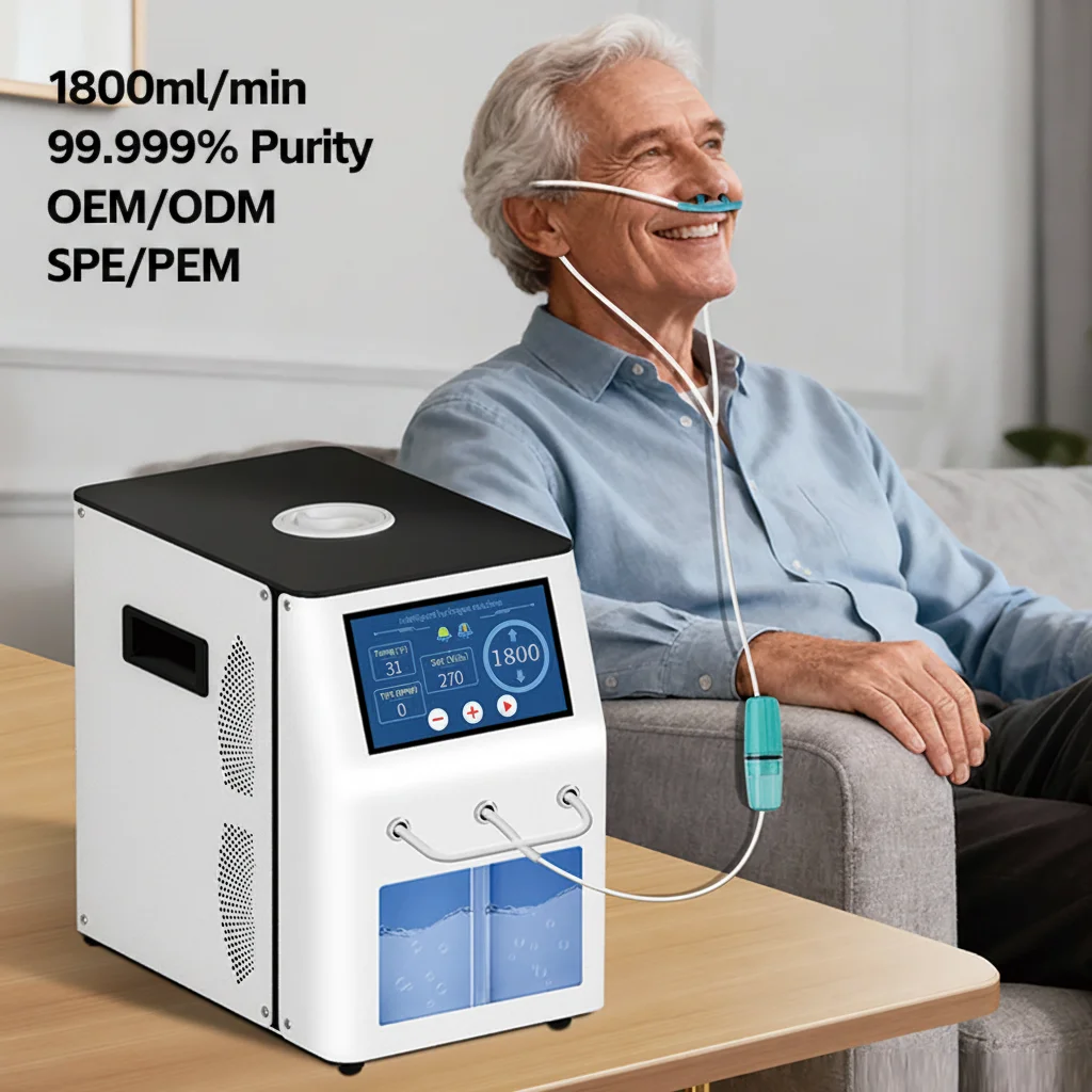 Household SPE PEM Technology 900ml-1800ml/min Hydrogen Inhaler, 99.99% H₂ Molecular Hydrogen Generator
Household SPE PEM Technology 900ml-1800ml/min Hydrogen Inhaler, 99.99% H₂ Molecular Hydrogen Generator