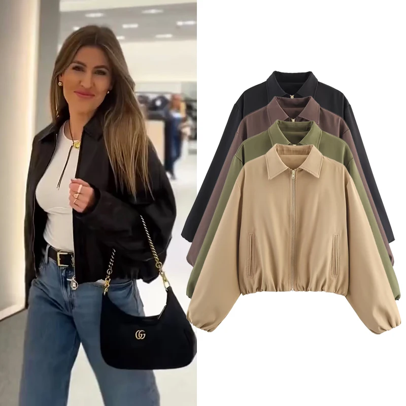 Женские куртки, пальто, осенняя мода, короткие пальто с отложным воротником и длинными рукавами, повседневная женская верхняя одежда, шикарные топы
Женские куртки, пальто, осенняя мода, короткие пальто с отложным воротником и длинными рукавами, повседневная женская верхняя одежда, шикарные топы