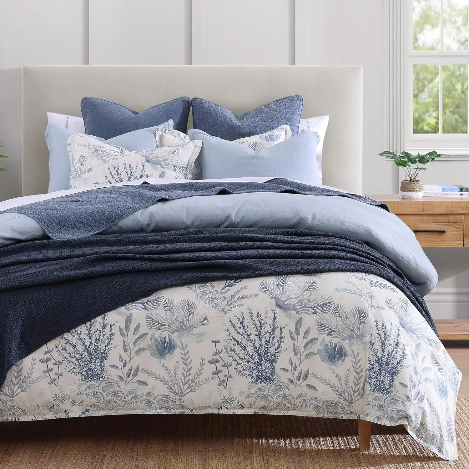 Hiend Accents Oceania Coastal Bedding 3 Piece Super Queen Comforter Set, Blue White Coral Print Linen Blend Bedding Set,
Hiend Accents Oceania Coastal Bedding 3 Piece Super Queen Comforter Set, Blue White Coral Print Linen Blend Bedding Set,