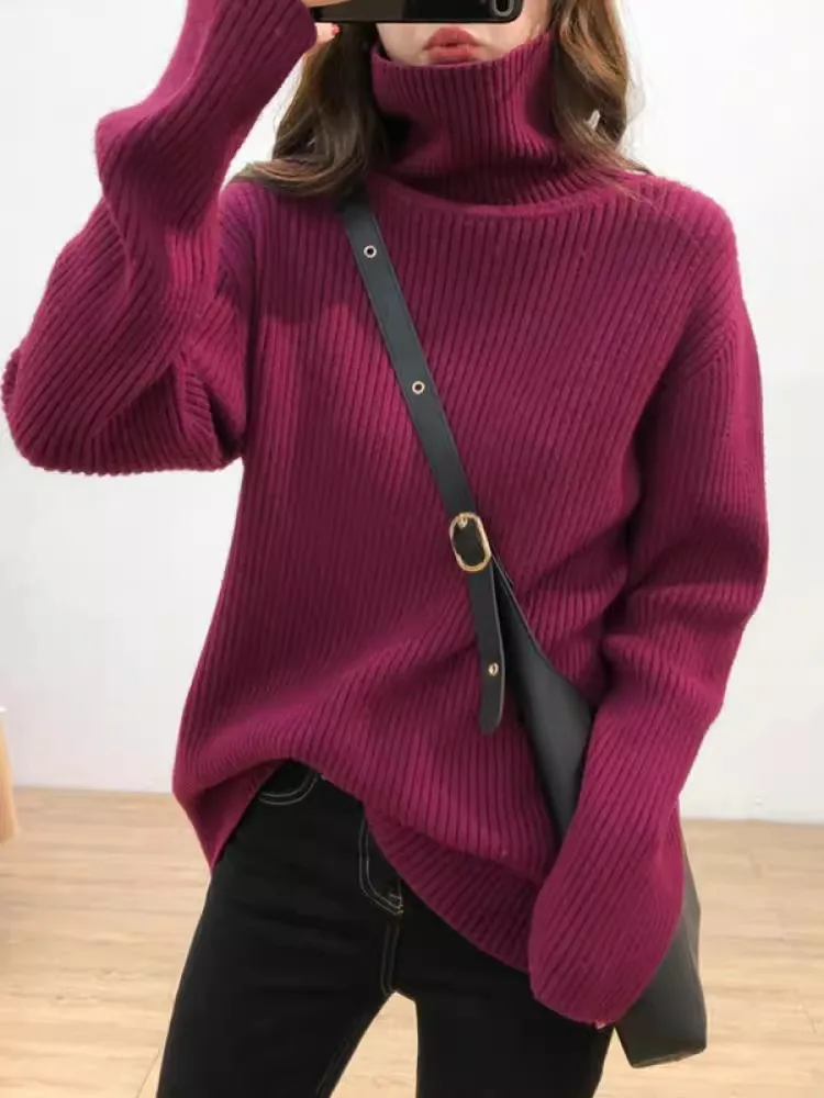 Loose High Ne Knitted Sweater Women's Autumn Winter Faion Casual Sle Long Sve Top Korean Sle Base Layer irt
Loose High Ne Knitted Sweater Women's Autumn Winter Faion Casual Sle Long Sve Top Korean Sle Base Layer irt