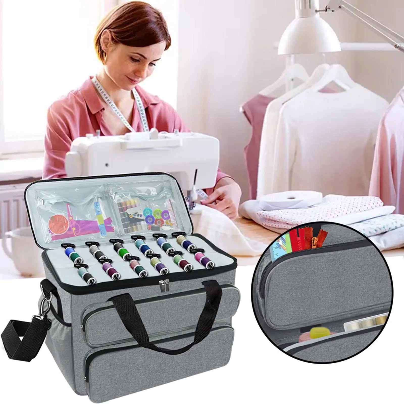 Sewing Machine Tote with Pouch Padding Pad Tote Bag Large Capacity Pockets Bag
Sewing Machine Tote with Pouch Padding Pad Tote Bag Large Capacity Pockets Bag