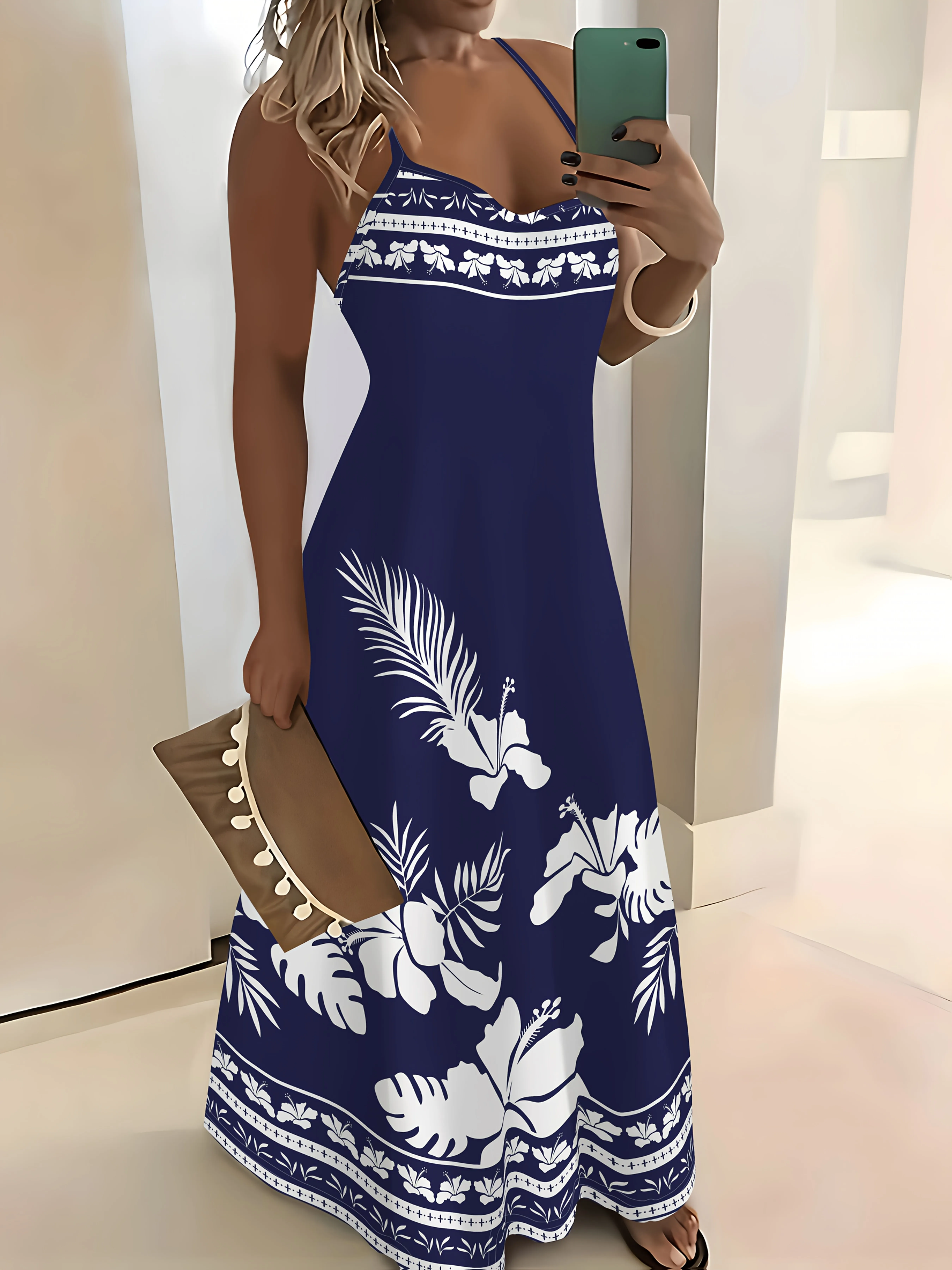 Casual Blue Floral Print Sundress for Women Round Neck Sleeveless Summer Dress Lightweight Flowy Maxi Dress Fashion Trendy
Casual Blue Floral Print Sundress for Women Round Neck Sleeveless Summer Dress Lightweight Flowy Maxi Dress Fashion Trendy