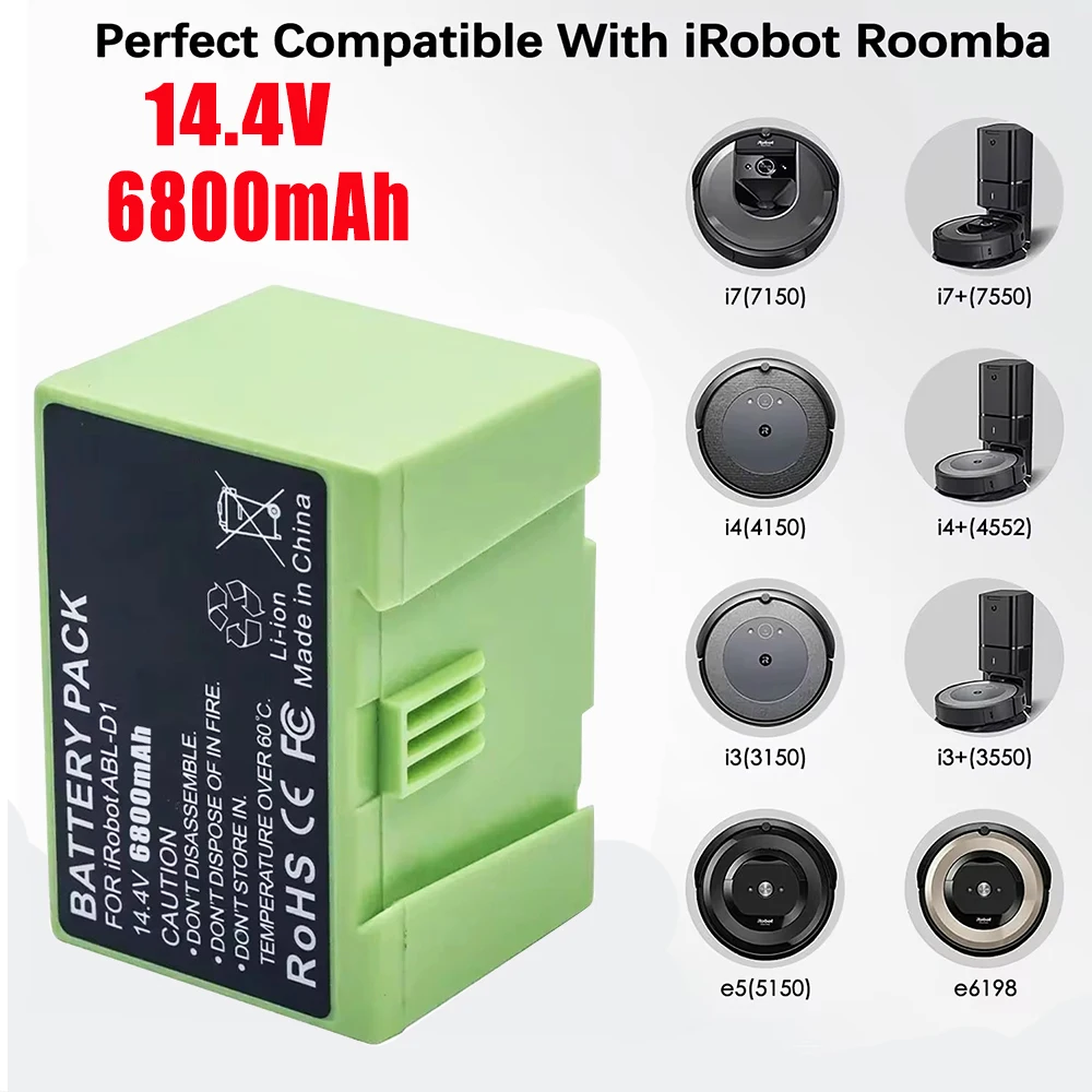 Аккумулятор 14,4 В 6800 мАч для iRobot Roomba e, сменный литий-ионный и i Series i7 7150 7550 i7 + 7550 e5 e6 i3 i3 + i4 i4 +
Аккумулятор 14,4 В 6800 мАч для iRobot Roomba e, сменный литий-ионный и i Series i7 7150 7550 i7 + 7550 e5 e6 i3 i3 + i4 i4 +