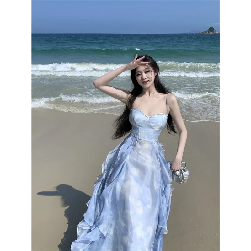 Real Shot Platycodon Strap Dress Women Summer Beach Vacation Long Dress Sunset Fairy Dress
Real Shot Platycodon Strap Dress Women Summer Beach Vacation Long Dress Sunset Fairy Dress
