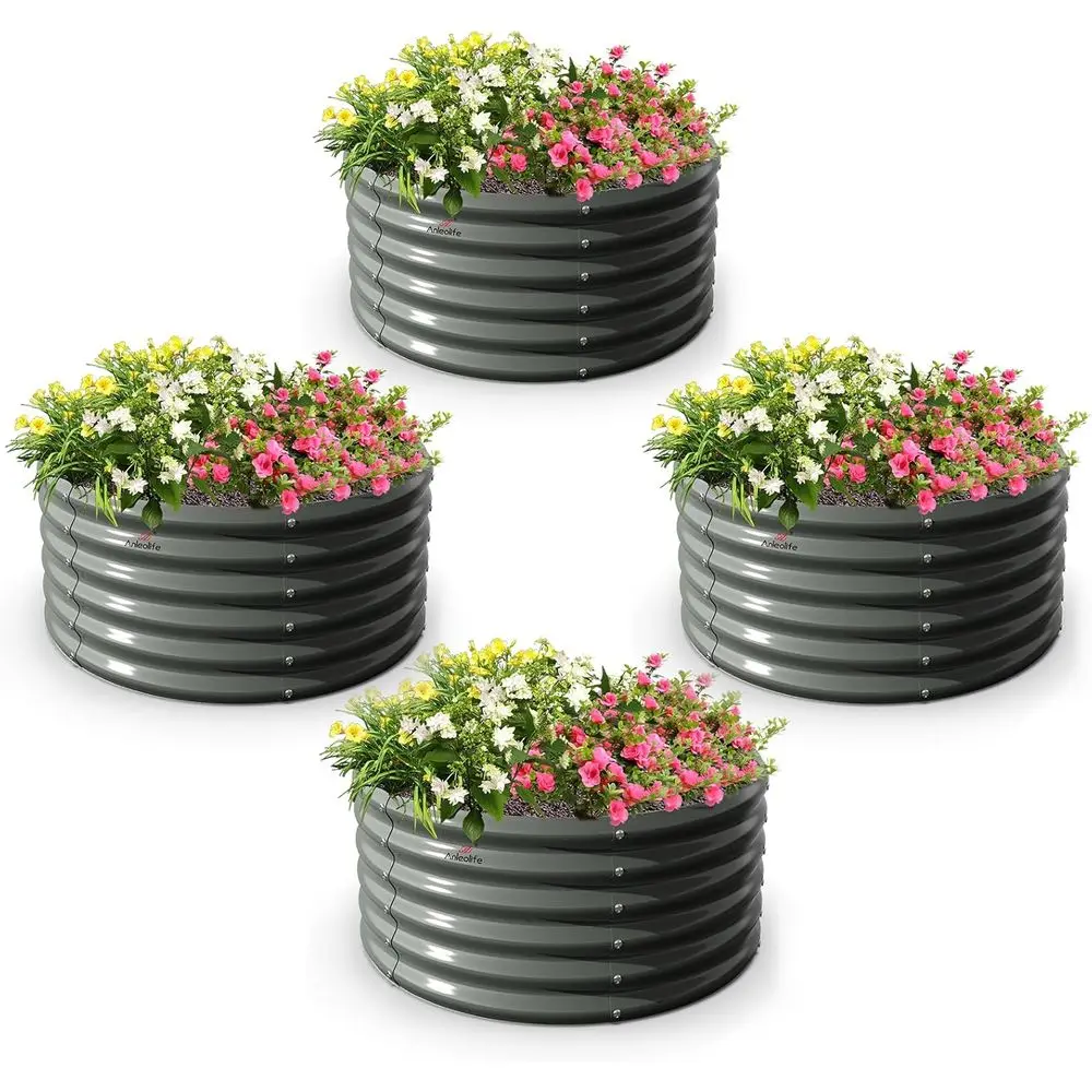 4-Pack 4ft x 18 Tall Round Galvanized Raised Garden Beds for Outdoor Vegetables, Herbs, Quartz Grey
4-Pack 4ft x 18 Tall Round Galvanized Raised Garden Beds for Outdoor Vegetables, Herbs, Quartz Grey