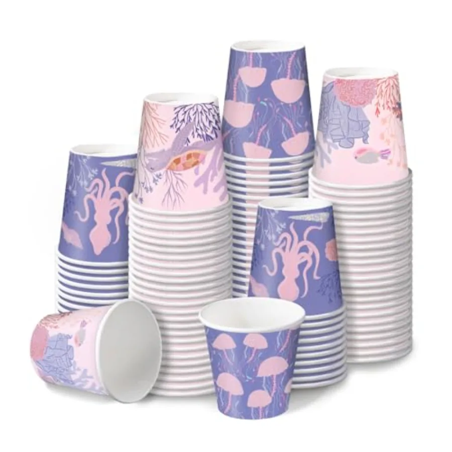 3 oz Bathroom Cups, Disposable Paper Cups - 100 Pack Set Pink Purple Ocean Printed - Mini Mouthwash Rinse Paper Cups for Home B
3 oz Bathroom Cups, Disposable Paper Cups - 100 Pack Set Pink Purple Ocean Printed - Mini Mouthwash Rinse Paper Cups for Home B
