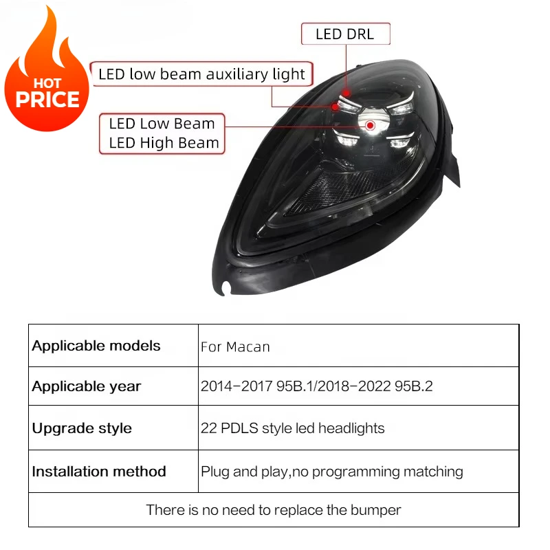 Hot sale! Car Lamp 2020 2019 2017 2016 2014 95B Headlights Upgrade to 2023 matrix Style Led Headlight for porsche Macan95B
Hot sale! Car Lamp 2020 2019 2017 2016 2014 95B Headlights Upgrade to 2023 matrix Style Led Headlight for porsche Macan95B