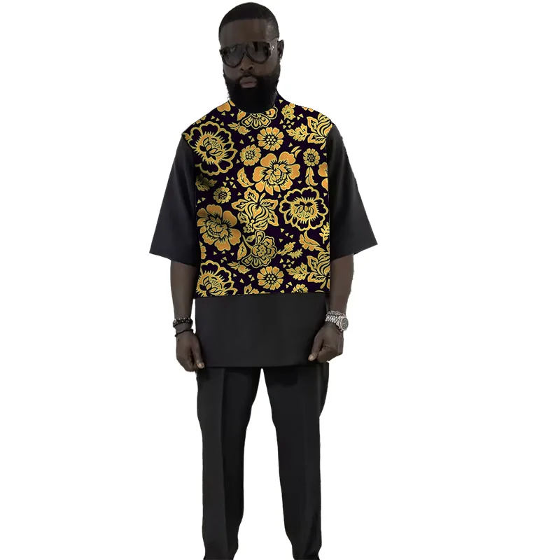 Tailor Made Original Design African Retro Style Black Men's Sets 3/4 Sleeve Patchwork Tops+Pure Black Pants Nigerian Trends
Tailor Made Original Design African Retro Style Black Men's Sets 3/4 Sleeve Patchwork Tops+Pure Black Pants Nigerian Trends