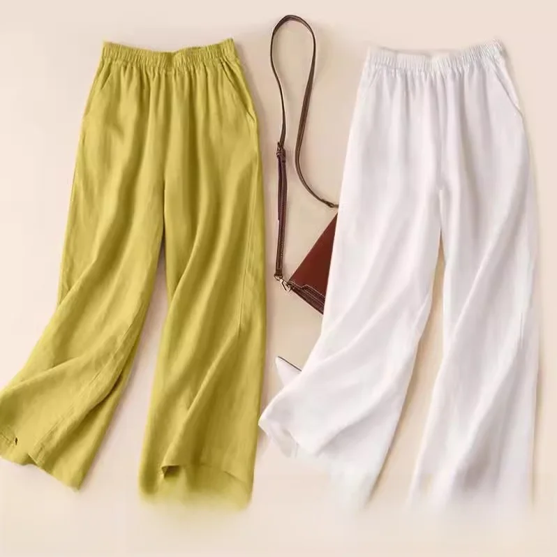 High Waist Straight Leg Pants Women's Summer Loose Slimming Elastic Waist Nine Points Casual Trousers Single Two Pieces
High Waist Straight Leg Pants Women's Summer Loose Slimming Elastic Waist Nine Points Casual Trousers Single Two Pieces