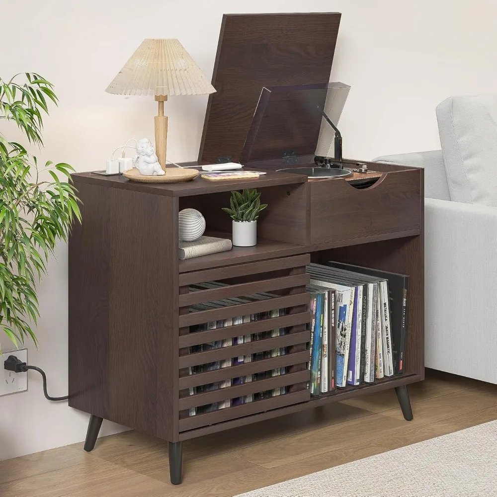 Record Player Stand, Vinyl Record Cabinet with Power Outlet Holds Up to 200 Albums, Turntable Stand Table, luted Sliding Door, L
Record Player Stand, Vinyl Record Cabinet with Power Outlet Holds Up to 200 Albums, Turntable Stand Table, luted Sliding Door, L