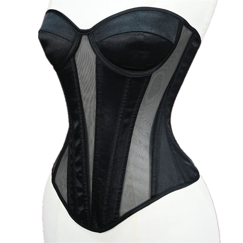 Fashion Fishbone Corset Bustier WIth Bra Women Strapless Bandage Transparent Mesh Lace Tops Female Summer Solid Streetwears
Fashion Fishbone Corset Bustier WIth Bra Women Strapless Bandage Transparent Mesh Lace Tops Female Summer Solid Streetwears