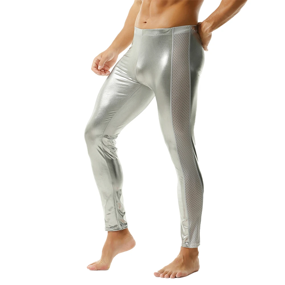 Men Mesh Splicing Faux Leather Skinny Long Pants Oil Shiny Slim Trousers Stretchy Leggings Nightclub Performance Stage Costumes
Men Mesh Splicing Faux Leather Skinny Long Pants Oil Shiny Slim Trousers Stretchy Leggings Nightclub Performance Stage Costumes