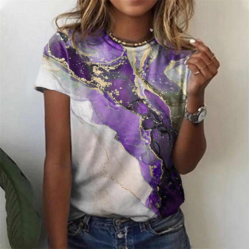 Women's T-shirt 3D Marble Texture Printed T Shirt O Neck Short Sleeve Summer Tops Casual Loose Basic Tee Female Comfortable Top
Women's T-shirt 3D Marble Texture Printed T Shirt O Neck Short Sleeve Summer Tops Casual Loose Basic Tee Female Comfortable Top