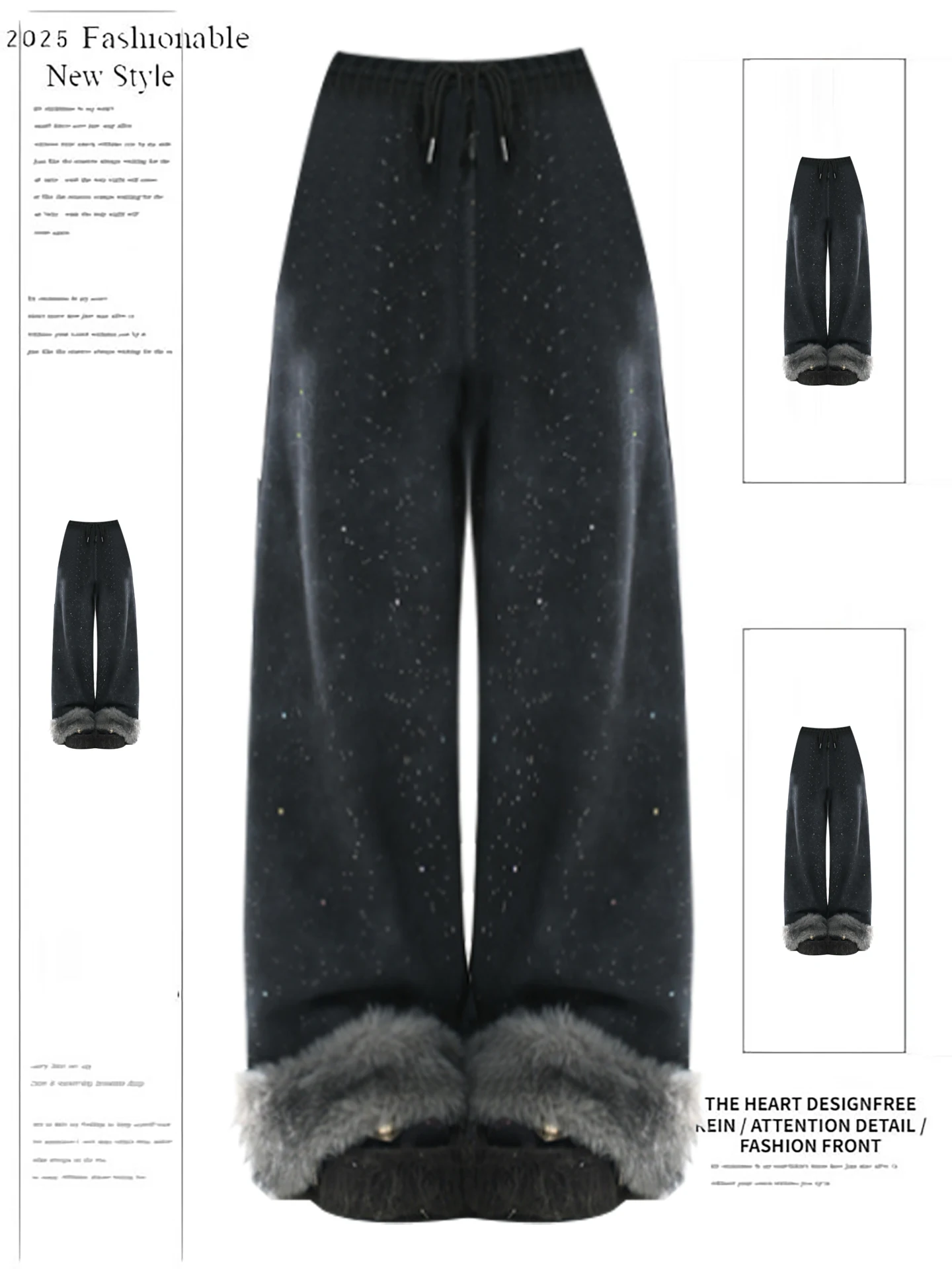 Casual Loose Straight Leg Pants Women's Autumn Winter Design Sense Furry Splicing Starry Rhinestone Sports Sweatpants
Casual Loose Straight Leg Pants Women's Autumn Winter Design Sense Furry Splicing Starry Rhinestone Sports Sweatpants
