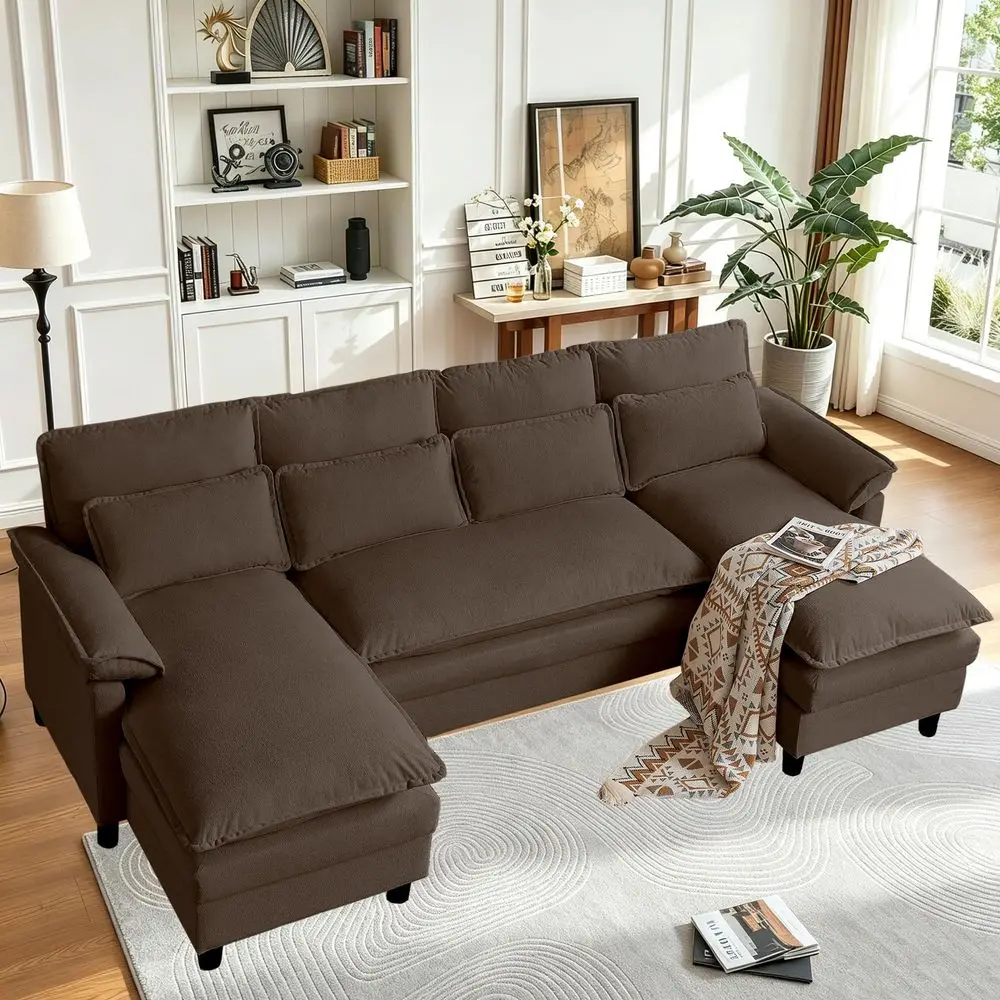 Cloud Couch Sectional Sofa with Lumbar Pillows, Modern UShaped Cloud Sofa with Double Chaise amp Deep Seat 4 Seat Sectional Cou
Cloud Couch Sectional Sofa with Lumbar Pillows, Modern UShaped Cloud Sofa with Double Chaise amp Deep Seat 4 Seat Sectional Cou