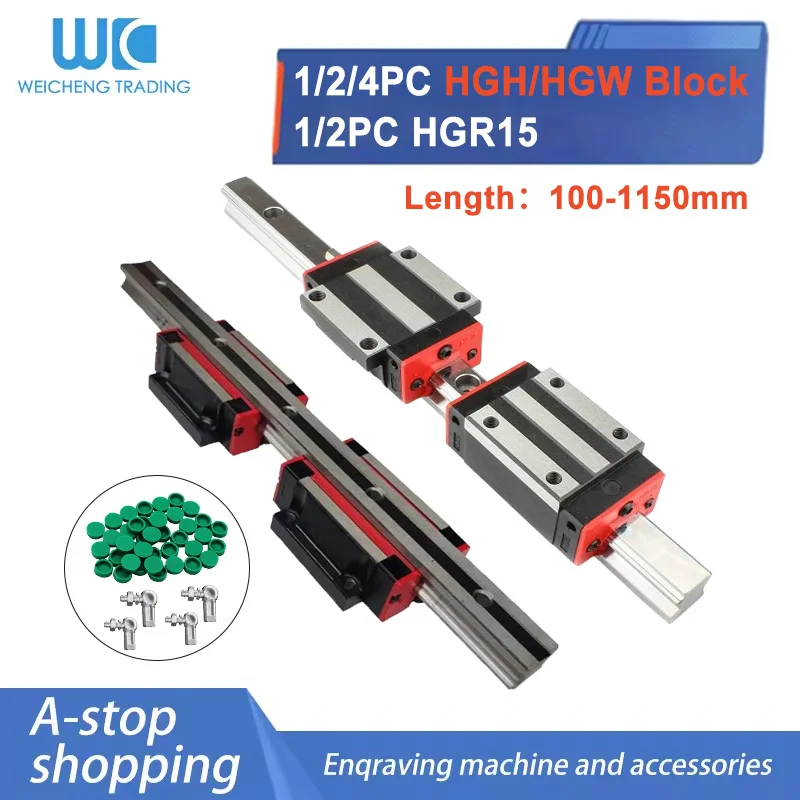 2PC HGR15 HGH15 Square Linear Guide Rail Width 15mm Length+4PC Slide Block Carriages HGH15CA/Flang HGW15CC CNC Router Engraving
2PC HGR15 HGH15 Square Linear Guide Rail Width 15mm Length+4PC Slide Block Carriages HGH15CA/Flang HGW15CC CNC Router Engraving