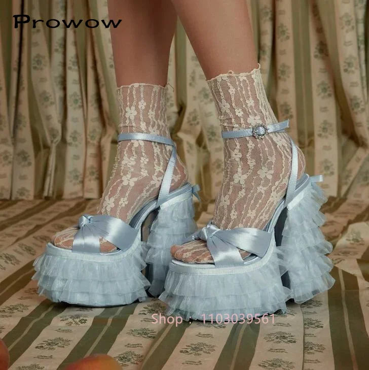 Wedding Cake Platform Sky Blue Sandals Chunky Heel Ankle Strap High Heels Party Shoes for Women
Wedding Cake Platform Sky Blue Sandals Chunky Heel Ankle Strap High Heels Party Shoes for Women