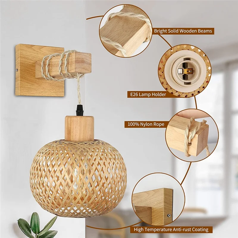 【Flash Sale】Retro Wall Light Woven Rattan Wood Sconces Living Room Bedside Lamp Vintage Bedroom Decoration Lighting
【Flash Sale】Retro Wall Light Woven Rattan Wood Sconces Living Room Bedside Lamp Vintage Bedroom Decoration Lighting