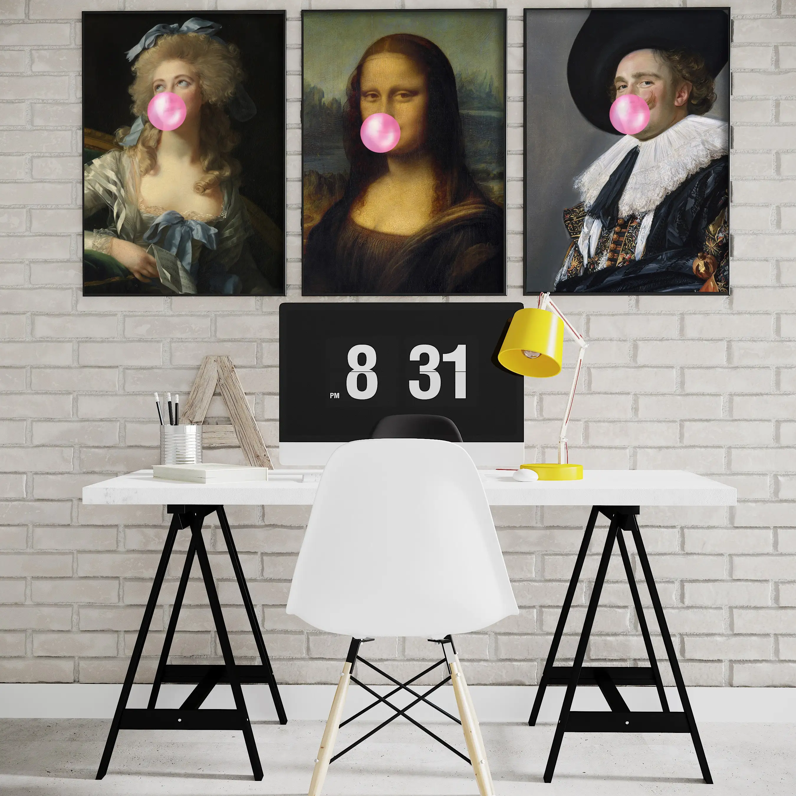 Pink Bubble Gum Portrait Mona Lisa Wall Art Canvas Painting Print Funny Vintage Altered Art Home Decor Picture For Living Room
Pink Bubble Gum Portrait Mona Lisa Wall Art Canvas Painting Print Funny Vintage Altered Art Home Decor Picture For Living Room