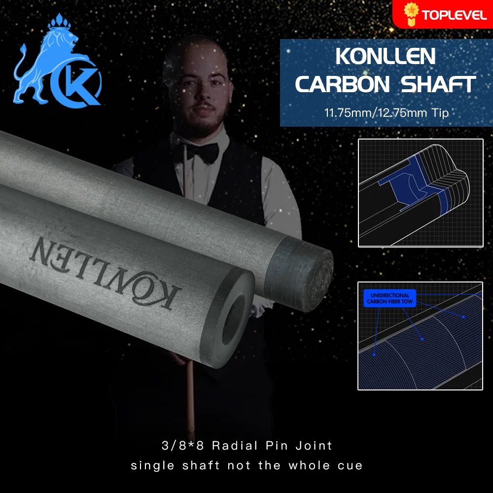 KONLLEN-Carbon Fiber Cue Shaft, Single Shaft, 3/8*8 Radial Pin, Unloc Joint Suit for Pool Cue Billiards, 11.75mm, 12.75mm
KONLLEN-Carbon Fiber Cue Shaft, Single Shaft, 3/8*8 Radial Pin, Unloc Joint Suit for Pool Cue Billiards, 11.75mm, 12.75mm