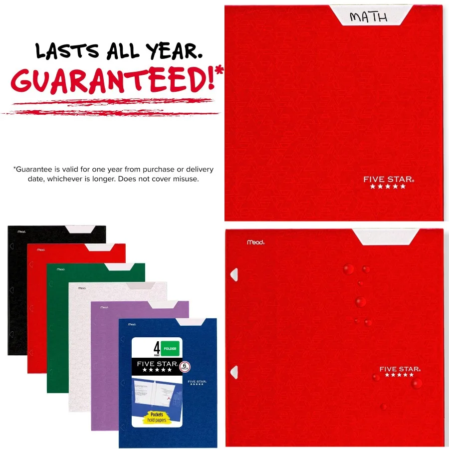 Five Star 4-Pocket Folder 6 Pack for Organizing Documents in Offices and Classrooms Fits 3-Ring Binders Holds Standard 8-1/2 x
Five Star 4-Pocket Folder 6 Pack for Organizing Documents in Offices and Classrooms Fits 3-Ring Binders Holds Standard 8-1/2 x