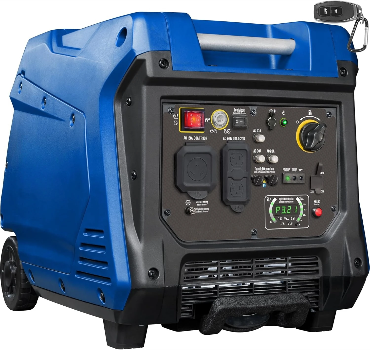 5000 Peak Watt Super Quiet Portable Inverter Generator, Remote Electric Start with Auto Choke, Wheel & Handle Kit
5000 Peak Watt Super Quiet Portable Inverter Generator, Remote Electric Start with Auto Choke, Wheel & Handle Kit