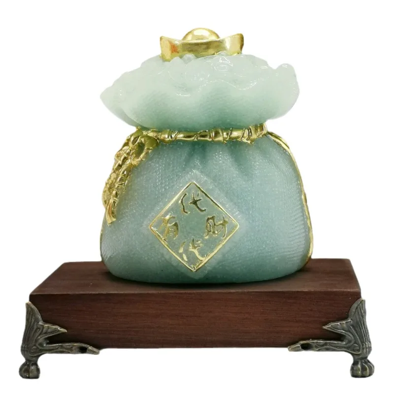 Money bag small ornament, blue jade fortune good luck bag decoration
Money bag small ornament, blue jade fortune good luck bag decoration