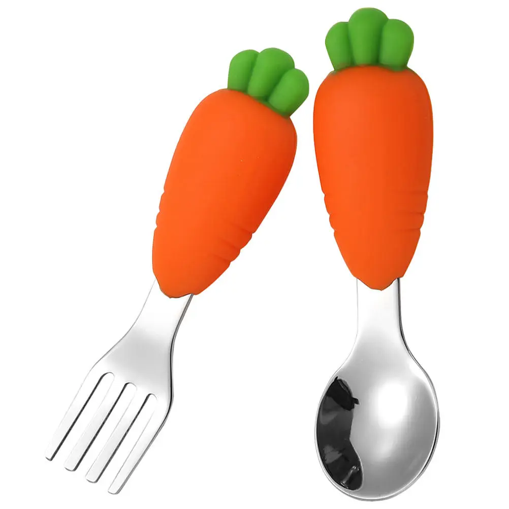2Pcs Baby Spoon Fork Set Silicone Grip Stainless Steel Toddler Utensils Set for 1-3 Year Self Feeding Home Travel Use
2Pcs Baby Spoon Fork Set Silicone Grip Stainless Steel Toddler Utensils Set for 1-3 Year Self Feeding Home Travel Use