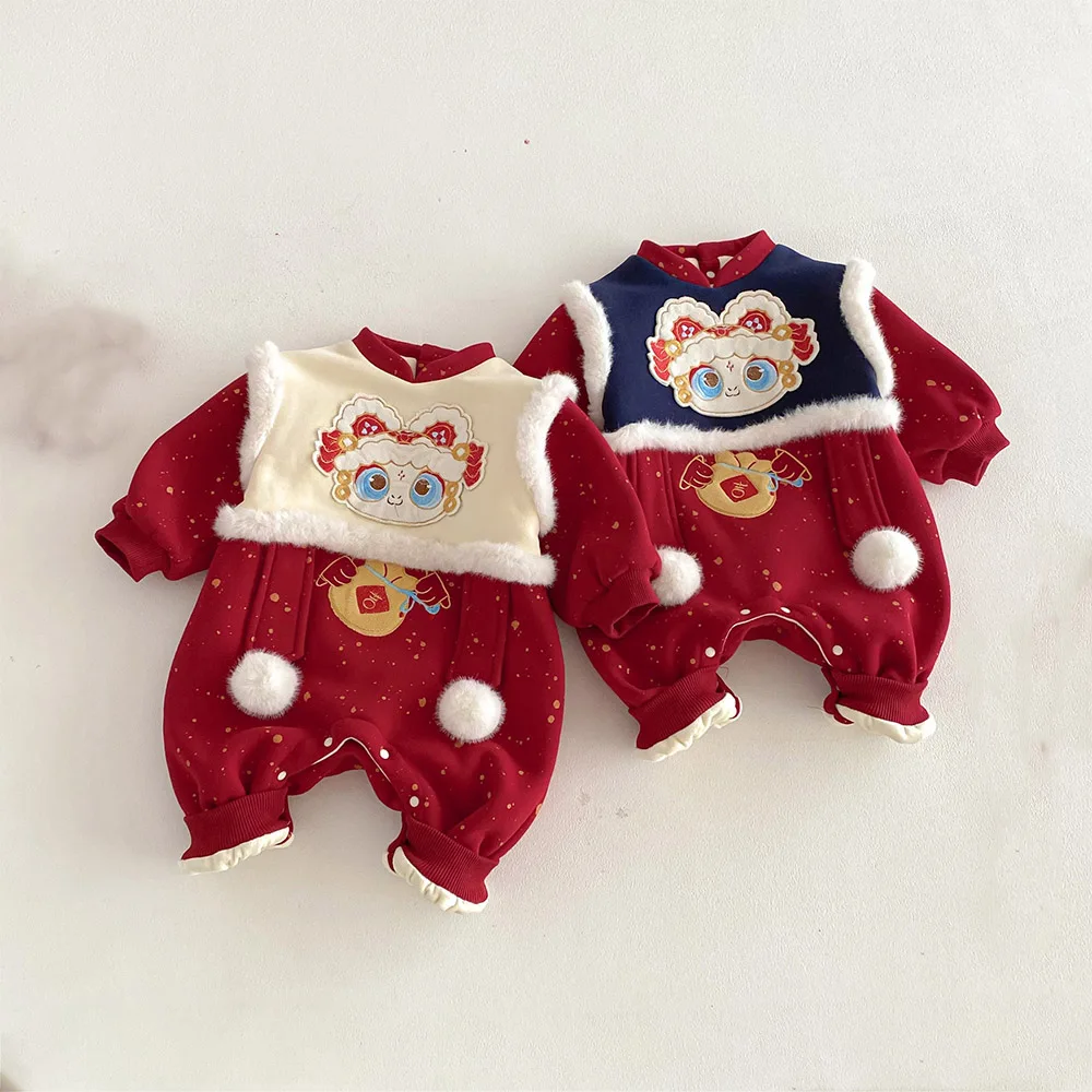 Christmas Boutique Baby Boy Clothes Fleece Winter Embrodiery Chinese Traditional New Year Baby Girl Romper Red Infant Jumpsuit
Christmas Boutique Baby Boy Clothes Fleece Winter Embrodiery Chinese Traditional New Year Baby Girl Romper Red Infant Jumpsuit