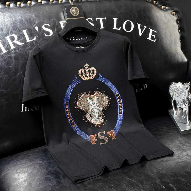 2023 Crown Rhinestones T Shirts Men Fashion Streetwear Animal Embroidery O Neck Short Sleeve Slim Casual T-shirts Plus Size 7XL
2023 Crown Rhinestones T Shirts Men Fashion Streetwear Animal Embroidery O Neck Short Sleeve Slim Casual T-shirts Plus Size 7XL