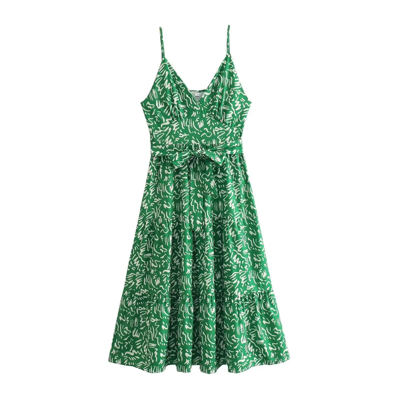 Women's green fresh floral dress summer sexy V-neck elegant ruffled long dress slim and chic temperament vest dress
Women's green fresh floral dress summer sexy V-neck elegant ruffled long dress slim and chic temperament vest dress