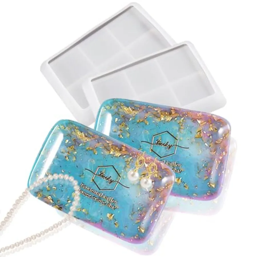 Rectangle Resin Tray Mold, 2 Pcs 6 Inch Jewelry Dish Silicone Mold for Resin Epoxy Casting Fruit Snack Tray Candles Holder Soap
Rectangle Resin Tray Mold, 2 Pcs 6 Inch Jewelry Dish Silicone Mold for Resin Epoxy Casting Fruit Snack Tray Candles Holder Soap