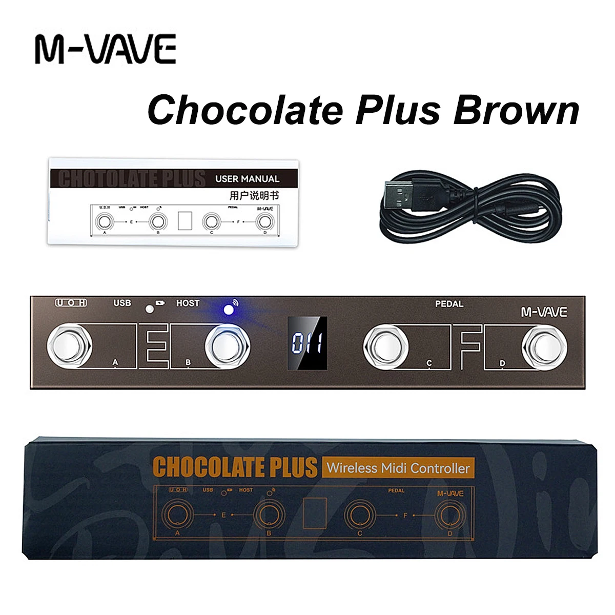 M-VAVE Chocolate Plus Brown MIDI Bluetooth Controller – 4 Footswitches, USB Host, 16 MIDI Messages per Stomp, for PC/Mac/iOS
M-VAVE Chocolate Plus Brown MIDI Bluetooth Controller – 4 Footswitches, USB Host, 16 MIDI Messages per Stomp, for PC/Mac/iOS