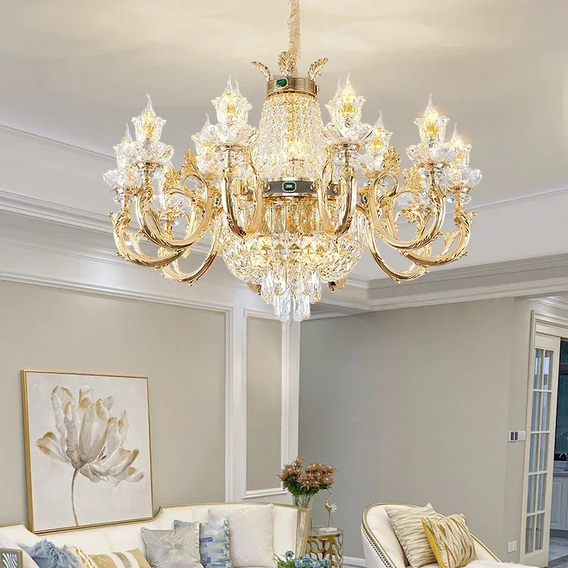 European Style Crystal Retro Golden Chandelier Lamp For Home Living Room Bedroom Dinning Room Luxury Glass Shade Hanging Light
European Style Crystal Retro Golden Chandelier Lamp For Home Living Room Bedroom Dinning Room Luxury Glass Shade Hanging Light