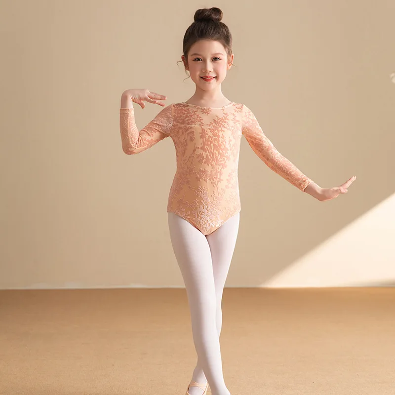 Kids Floral Lace Long Sleeve Ballet Leotard Girls Sheer Mesh Dancewear for Chinese Dance Gymnastics Winter Practice Open-crotch
Kids Floral Lace Long Sleeve Ballet Leotard Girls Sheer Mesh Dancewear for Chinese Dance Gymnastics Winter Practice Open-crotch