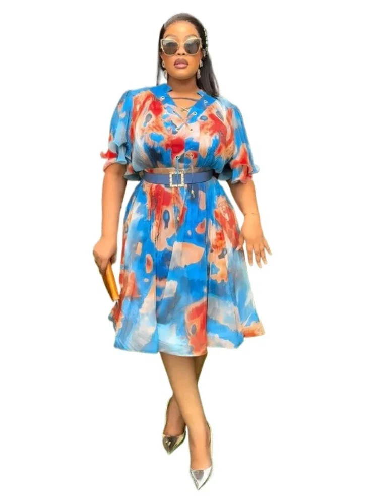 African Print Dresses for Women Summer Elegant African Half Sleeve V-neck Polyester Midi Dress Dashiki African Clothes L-3XL
African Print Dresses for Women Summer Elegant African Half Sleeve V-neck Polyester Midi Dress Dashiki African Clothes L-3XL