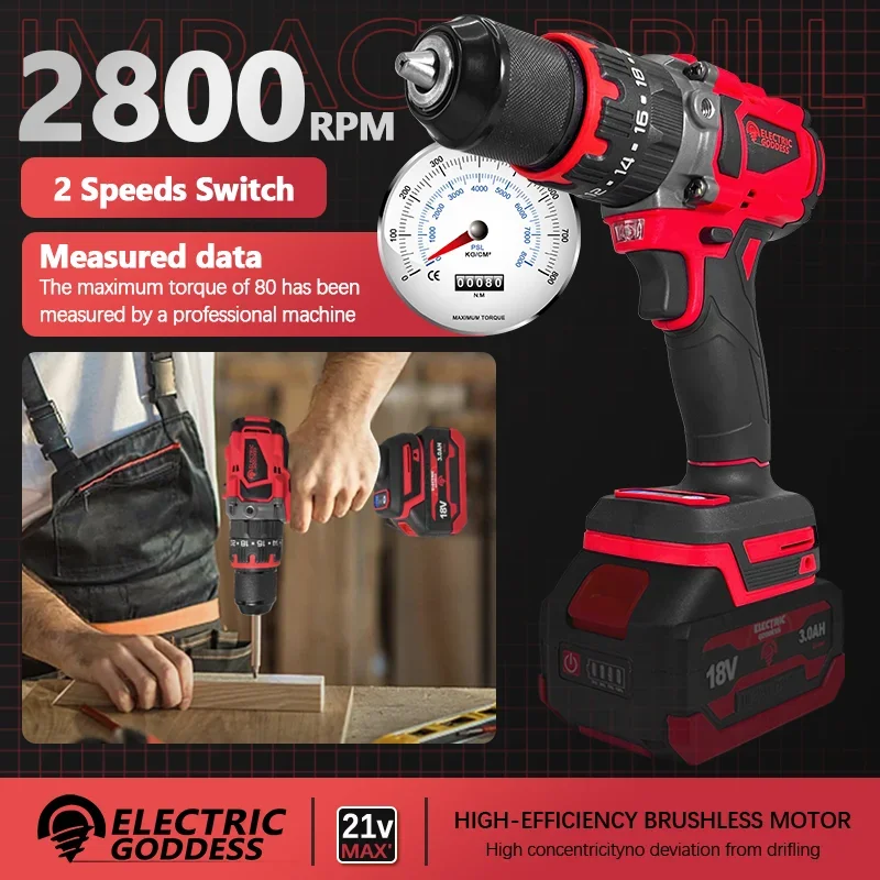 2800rpm Cordless Red Drill Brushless Electric Screwdriver Compact Home Drill Power Tool For Makita 18v Battery
2800rpm Cordless Red Drill Brushless Electric Screwdriver Compact Home Drill Power Tool For Makita 18v Battery
