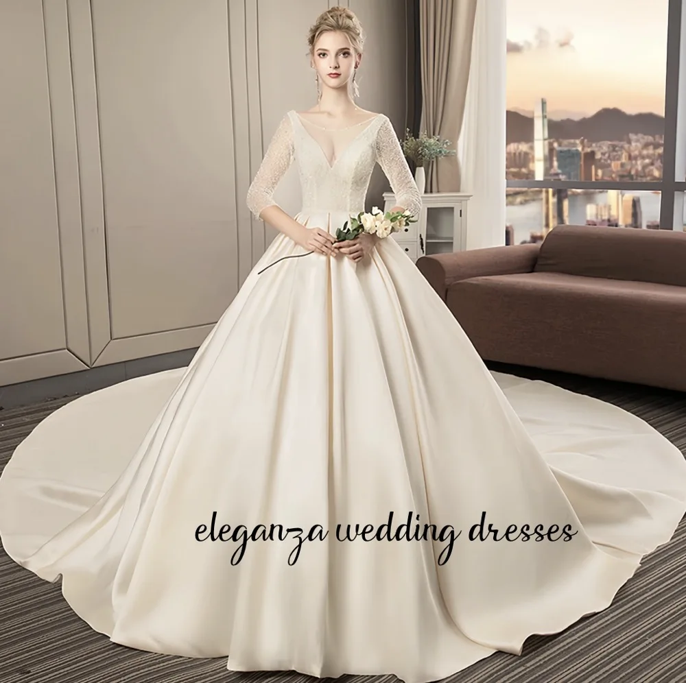 Customized Wedding Dress Beading Bodice Abito Da Sposa Satin Skirt Bridal Gowns Vestidos De Novia 2025
Customized Wedding Dress Beading Bodice Abito Da Sposa Satin Skirt Bridal Gowns Vestidos De Novia 2025