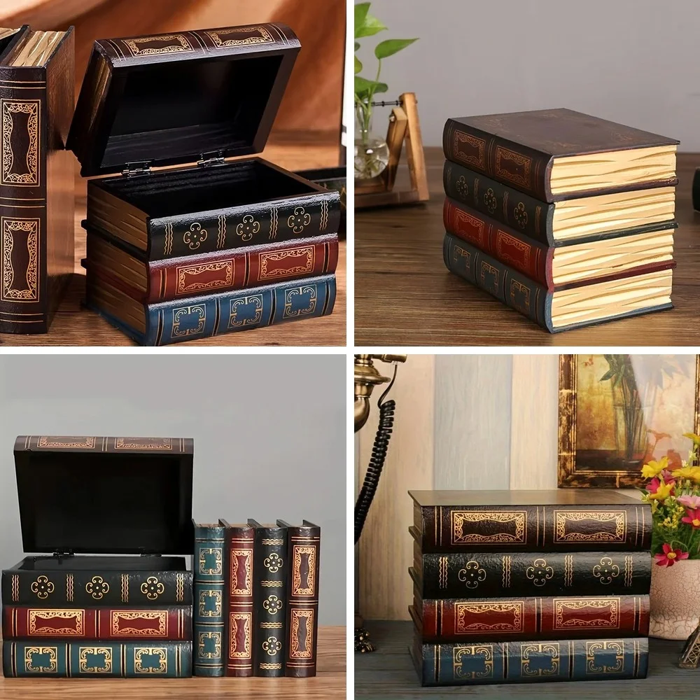 Retro Wooden Book-Shaped Storage Box with Lid, Stackable Design - Desktop Organizer for Home & Office
Retro Wooden Book-Shaped Storage Box with Lid, Stackable Design - Desktop Organizer for Home & Office