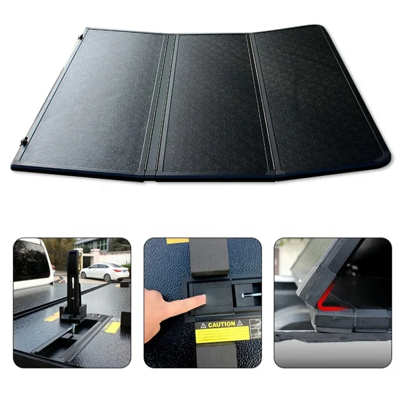 Pickup Hard Folding Bed Cover Aluminum Alloy Tri Fold Tonneau Cover
Pickup Hard Folding Bed Cover Aluminum Alloy Tri Fold Tonneau Cover