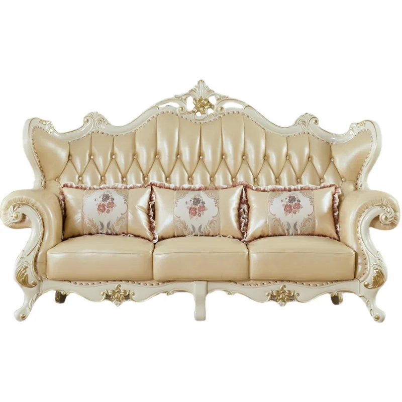 European leather solid wood sofa 123 combination princess luxury carved first layer cowhide high-end villa leather furniture
European leather solid wood sofa 123 combination princess luxury carved first layer cowhide high-end villa leather furniture