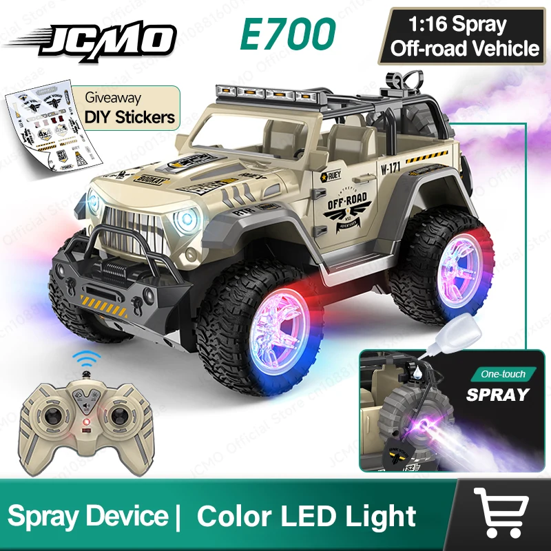 JCMO 1:16 RC Car Water Spray Off-Road Vehicle Colorful LED Light Car Sounds Effects 2.4Ghz Remote Toy Climbing Car For Children
JCMO 1:16 RC Car Water Spray Off-Road Vehicle Colorful LED Light Car Sounds Effects 2.4Ghz Remote Toy Climbing Car For Children