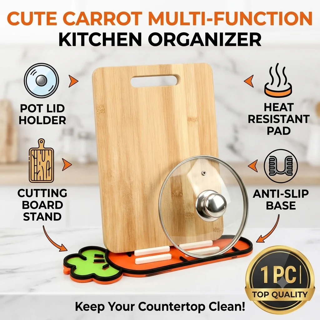 Pot Lid Holder Storage Mat Cute Carrot Heat Resistant Pad Cutting Board Placement Stand Kitchen Countertop Anti Slip 1Pc
Pot Lid Holder Storage Mat Cute Carrot Heat Resistant Pad Cutting Board Placement Stand Kitchen Countertop Anti Slip 1Pc