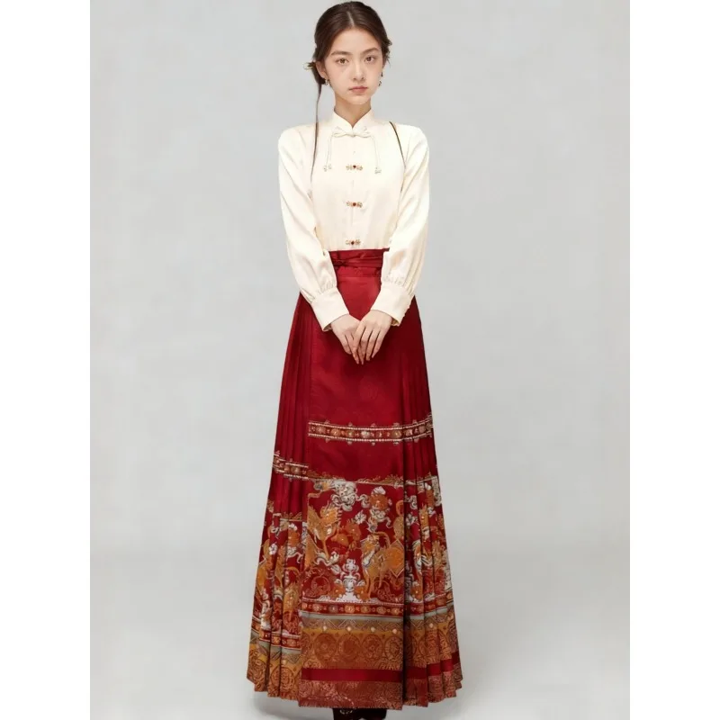 Autumn large size new Chinese style, red horse dress Hanfu two-piece set
Autumn large size new Chinese style, red horse dress Hanfu two-piece set