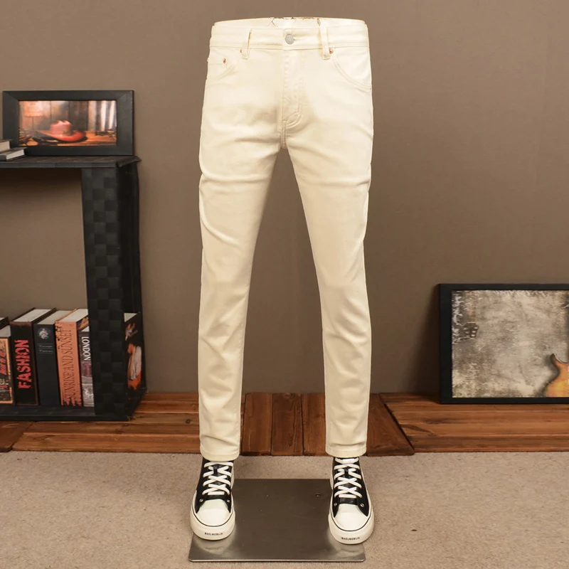 Street Designer Fashion Men Jeans High Quality Beige White Stretch Slim Fit Ripped Jeans Men Y2K Vintage Casual Denim Pants
Street Designer Fashion Men Jeans High Quality Beige White Stretch Slim Fit Ripped Jeans Men Y2K Vintage Casual Denim Pants
