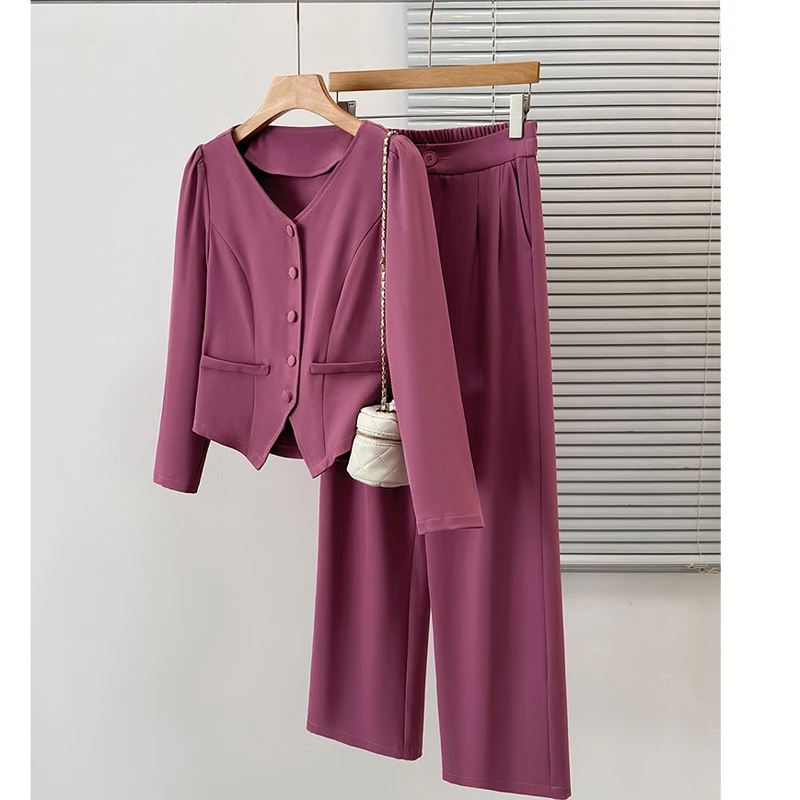 Autumn Winter Office Lady Two-piece Set For Women 2023 V Neck Jacket Tops And Wide Leg Pants Female S-XL Party Casual Black Suit
Autumn Winter Office Lady Two-piece Set For Women 2023 V Neck Jacket Tops And Wide Leg Pants Female S-XL Party Casual Black Suit