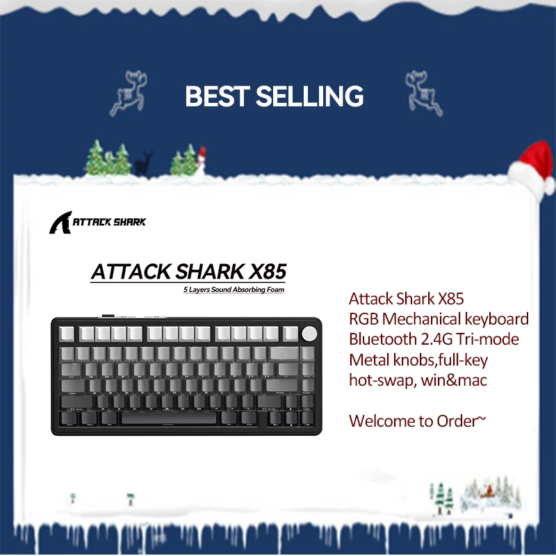 Механическая клавиатура Attack Shark X85 Bluetooth, RGB, три режима 2,4G, металлические ручки, полная клавиша с возможностью горячей замены, Win&mac
Механическая клавиатура Attack Shark X85 Bluetooth, RGB, три режима 2,4G, металлические ручки, полная клавиша с возможностью горячей замены, Win&mac